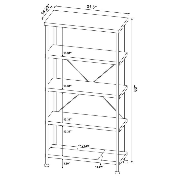 Analiese - 4 - Shelf Bookshelf - Gray Driftwood Standard Bookcase modern furniture Contempo Furniture