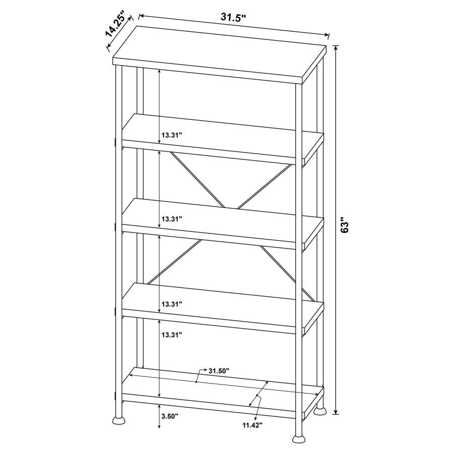 Analiese - 4 - Shelf Bookshelf - Gray Driftwood Standard Bookcase modern furniture Contempo Furniture