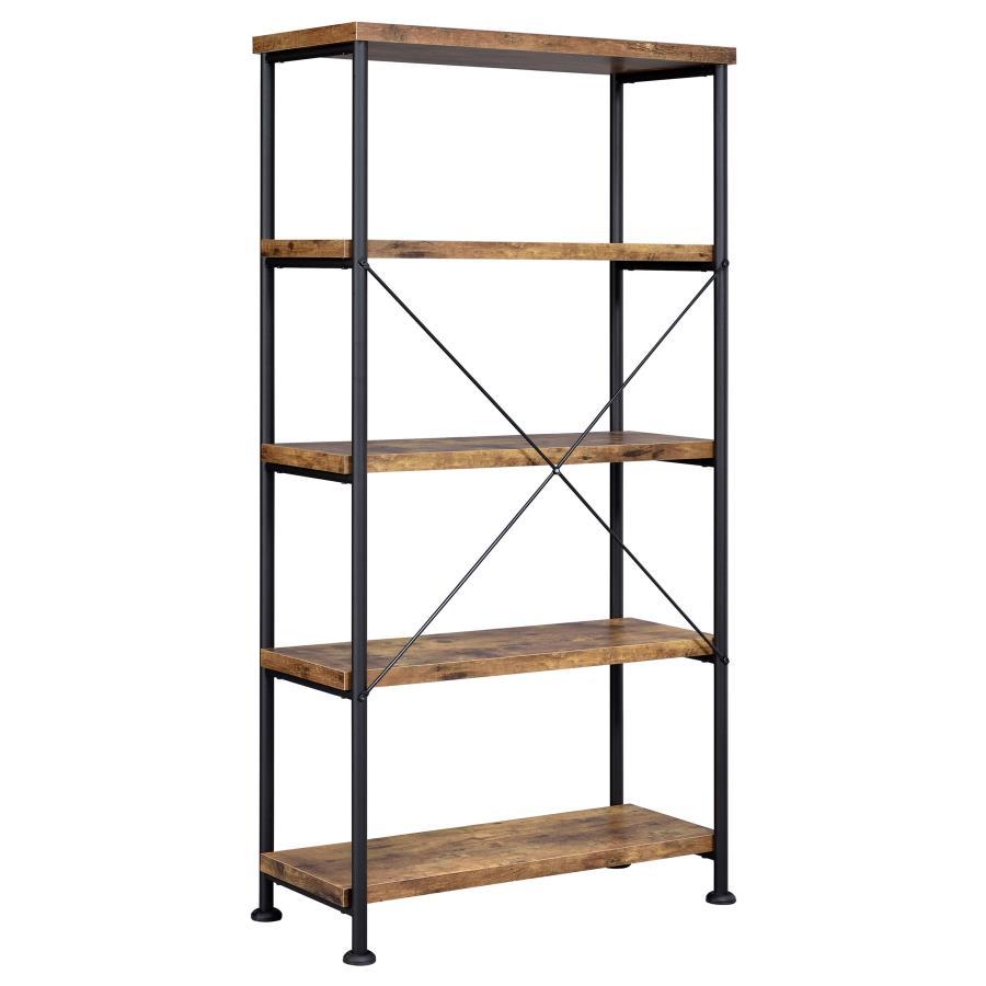 Analiese - 4 - Shelf Bookshelf - Rustic Nutmeg Standard Bookcase modern furniture Contempo Furniture