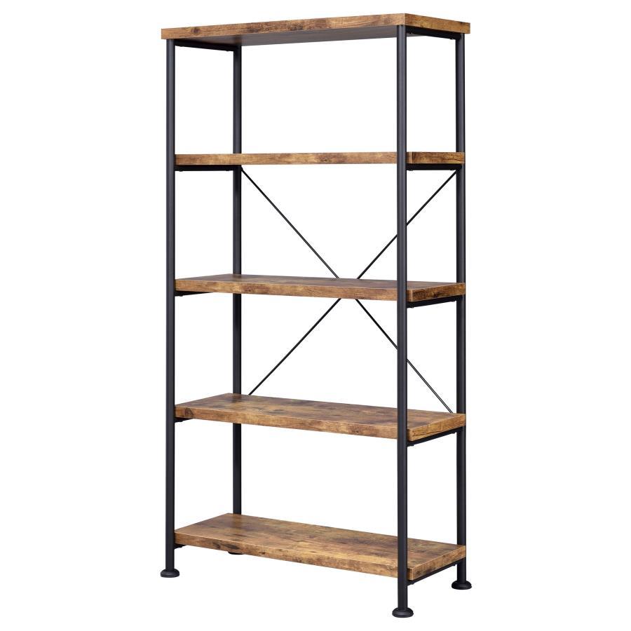 Analiese - 4 - Shelf Bookshelf - Rustic Nutmeg Standard Bookcase modern furniture Contempo Furniture