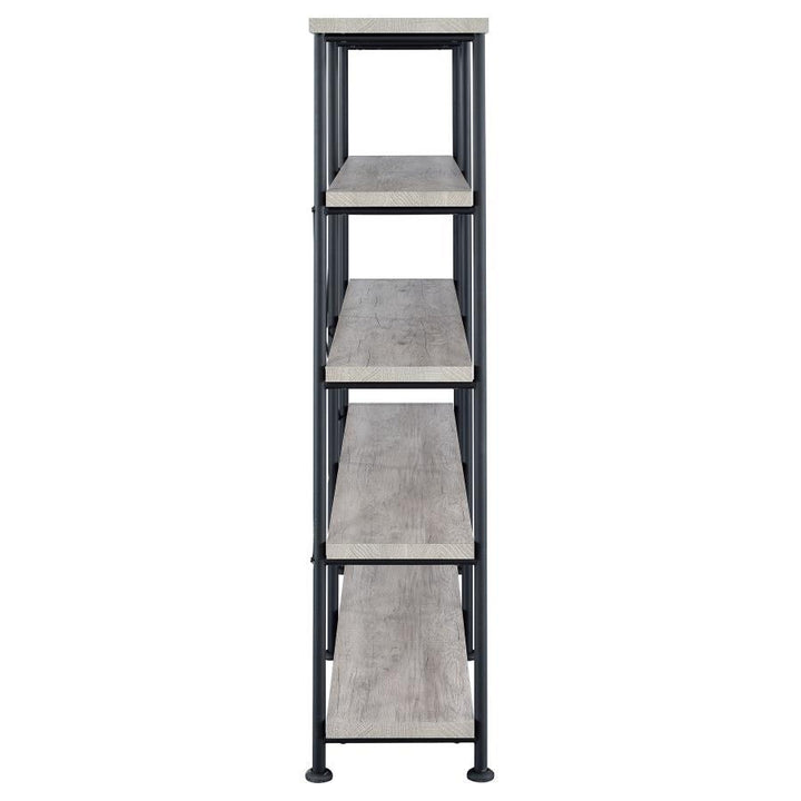 Analiese - 4 - Shelf Double Bookshelf - Gray Driftwood Standard Bookcase modern furniture Contempo Furniture