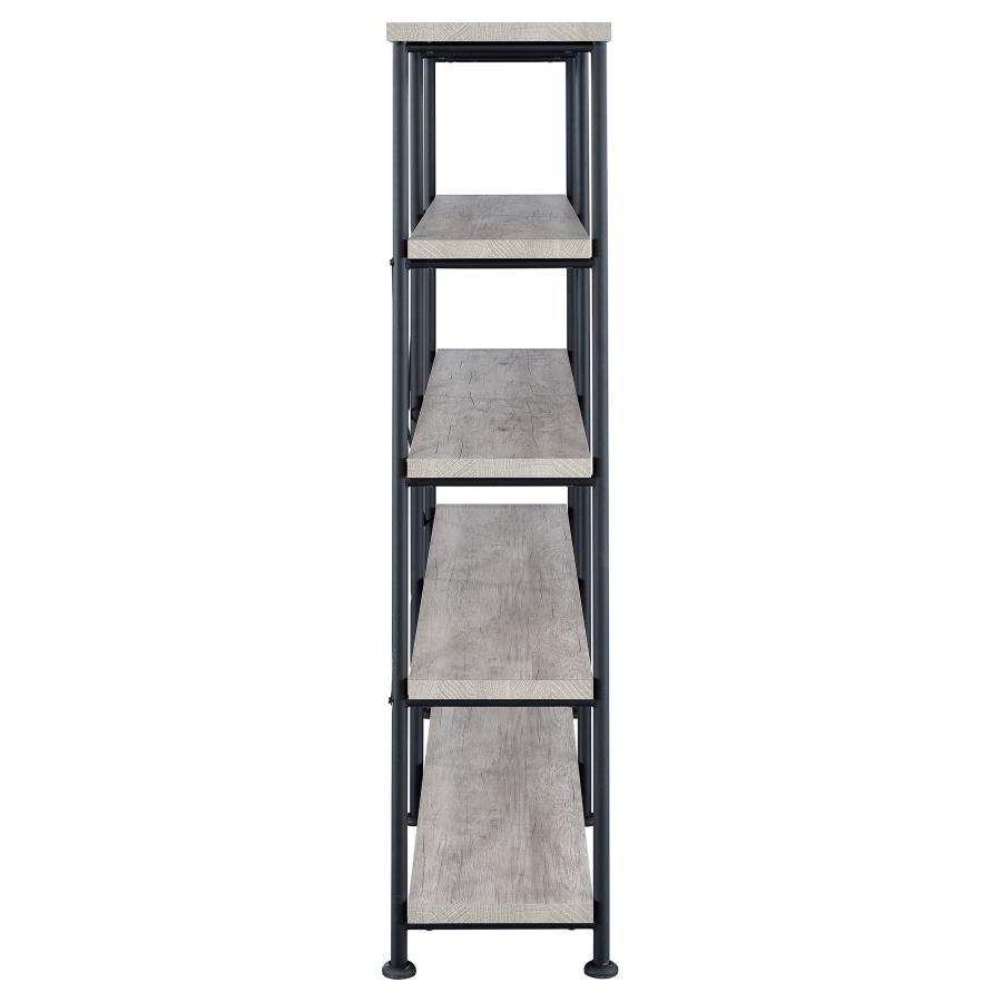 Analiese - 4 - Shelf Double Bookshelf - Gray Driftwood Standard Bookcase modern furniture Contempo Furniture