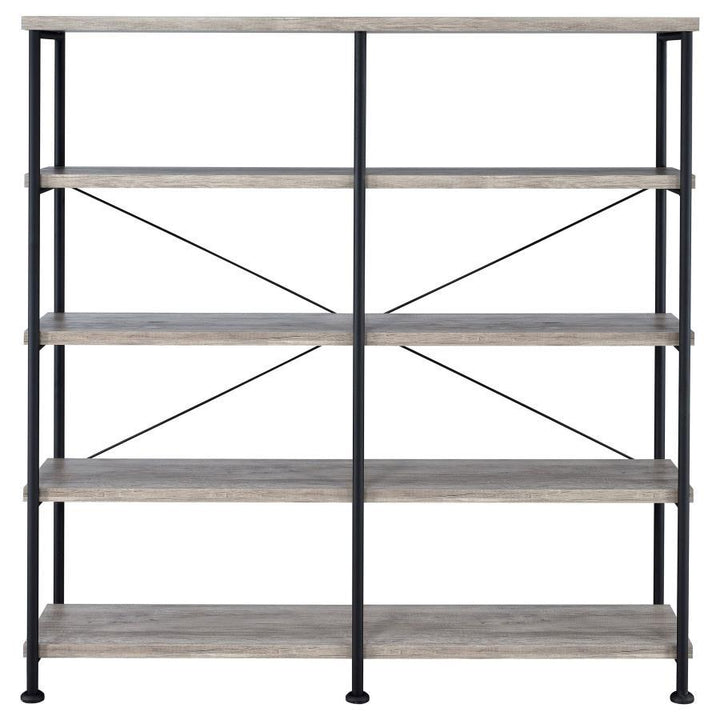 Analiese - 4 - Shelf Double Bookshelf - Gray Driftwood Standard Bookcase modern furniture Contempo Furniture