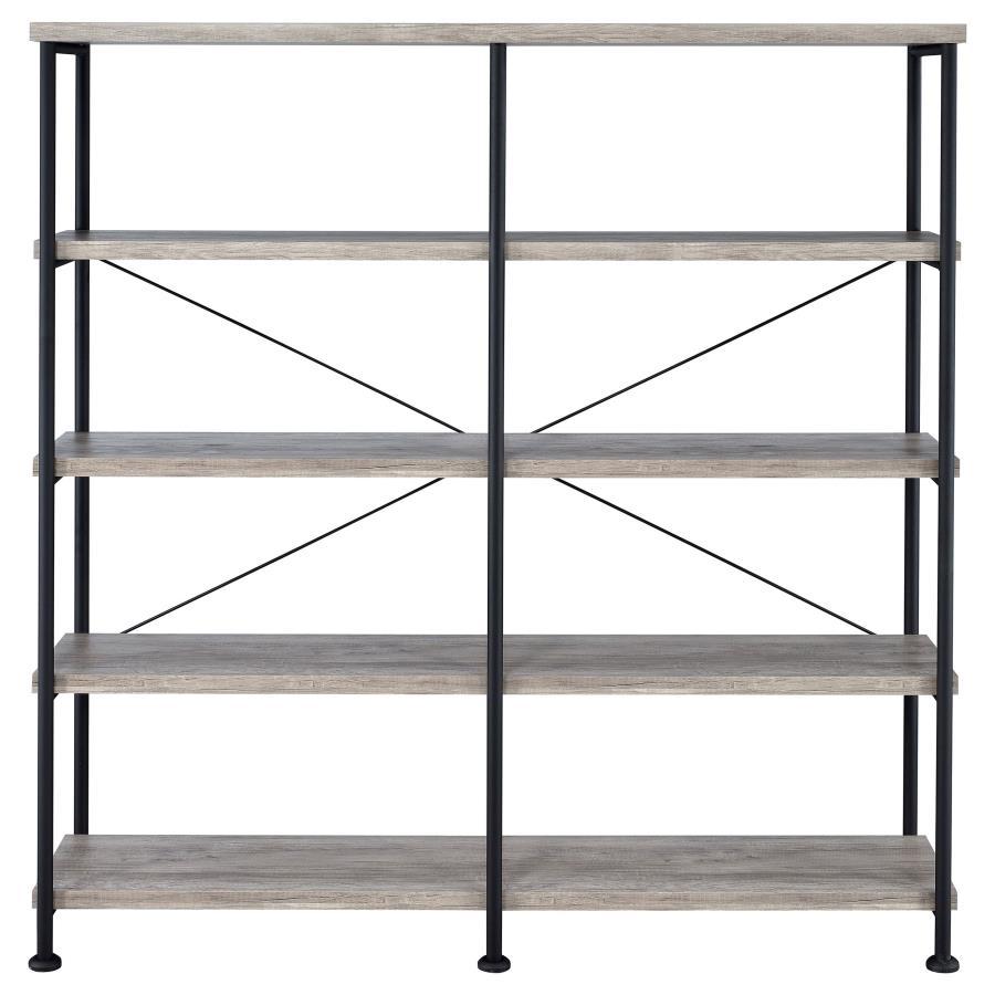 Analiese - 4 - Shelf Double Bookshelf - Gray Driftwood Standard Bookcase modern furniture Contempo Furniture