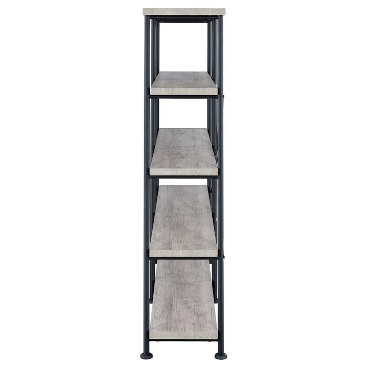 Analiese - 4 - Shelf Double Bookshelf - Gray Driftwood Standard Bookcase modern furniture Contempo Furniture