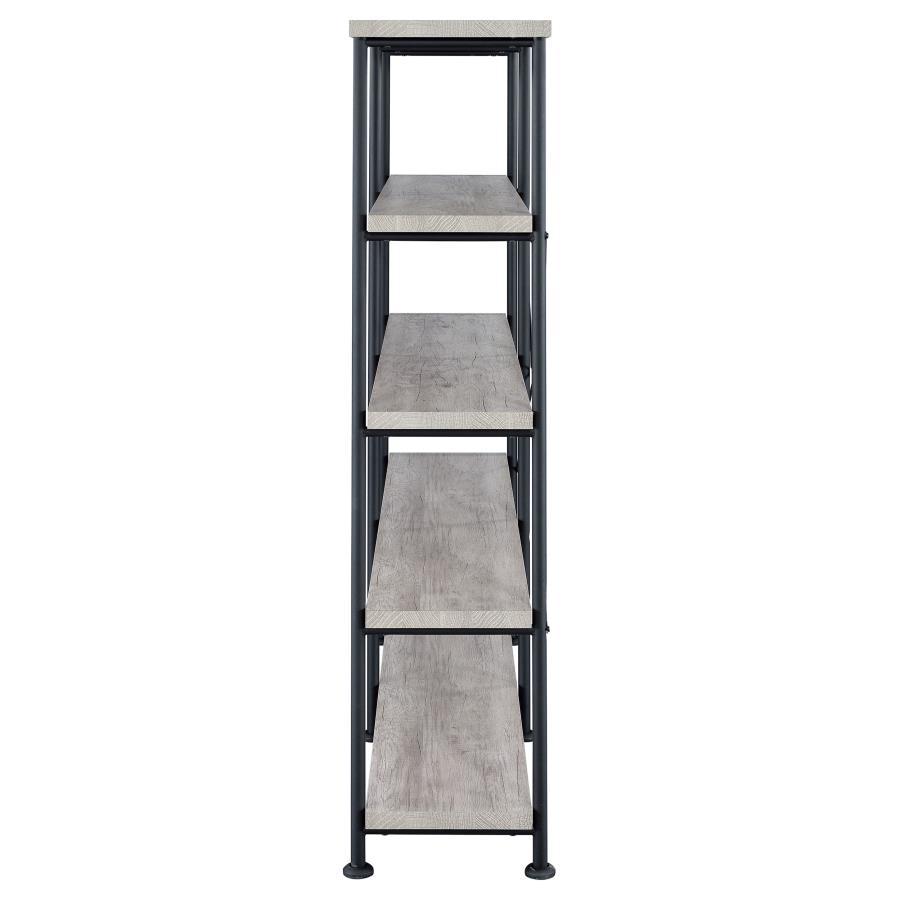 Analiese - 4 - Shelf Double Bookshelf - Gray Driftwood Standard Bookcase modern furniture Contempo Furniture