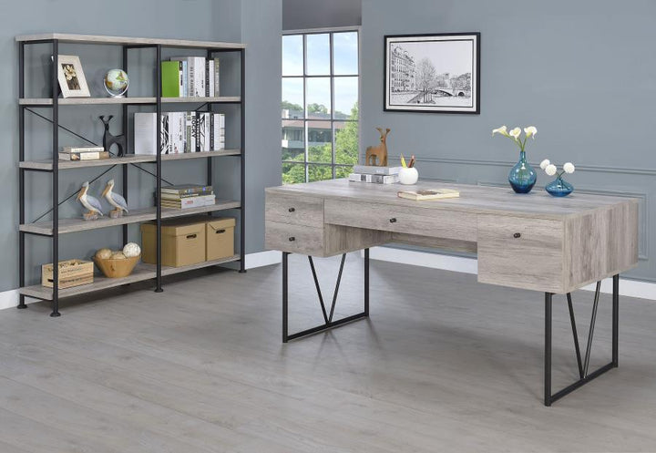 Analiese - 4 - Shelf Double Bookshelf - Gray Driftwood Standard Bookcase modern furniture Contempo Furniture