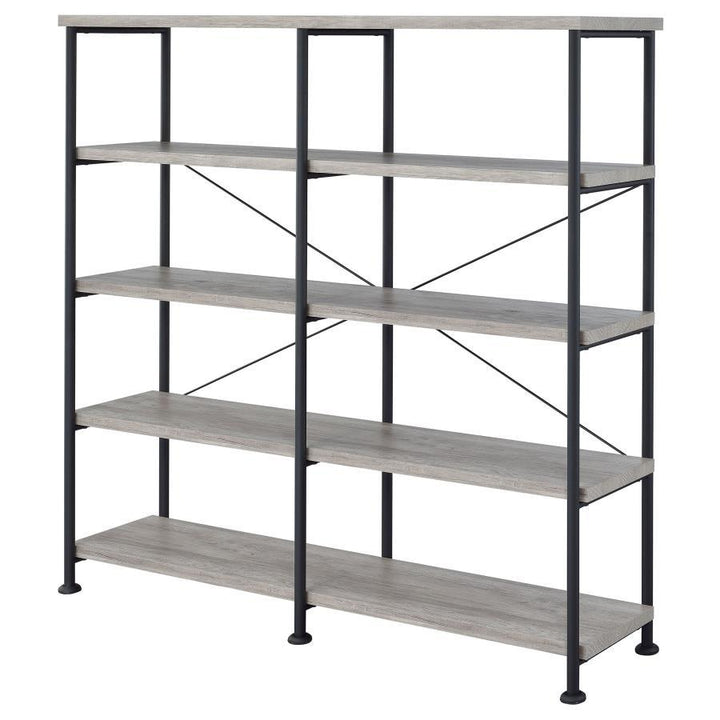 Analiese - 4 - Shelf Double Bookshelf - Gray Driftwood Standard Bookcase modern furniture Contempo Furniture