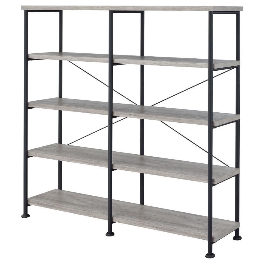 Analiese - 4 - Shelf Double Bookshelf - Gray Driftwood Standard Bookcase modern furniture Contempo Furniture