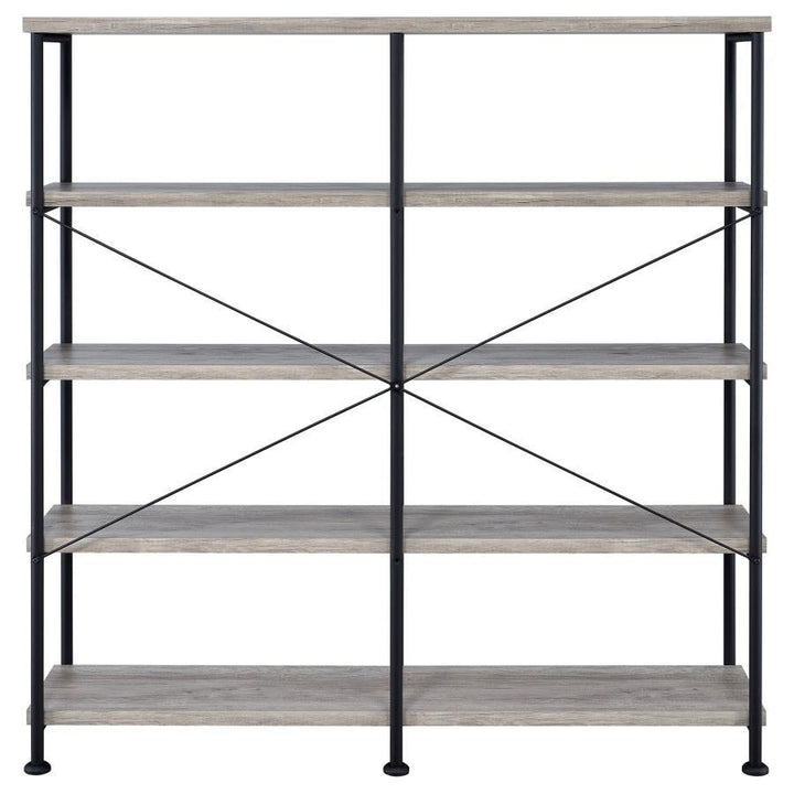 Analiese - 4 - Shelf Double Bookshelf - Gray Driftwood Standard Bookcase modern furniture Contempo Furniture