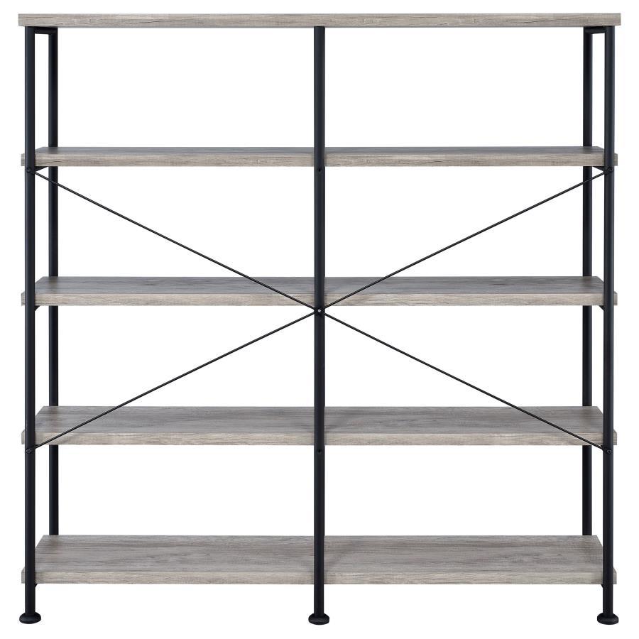 Analiese - 4 - Shelf Double Bookshelf - Gray Driftwood Standard Bookcase modern furniture Contempo Furniture