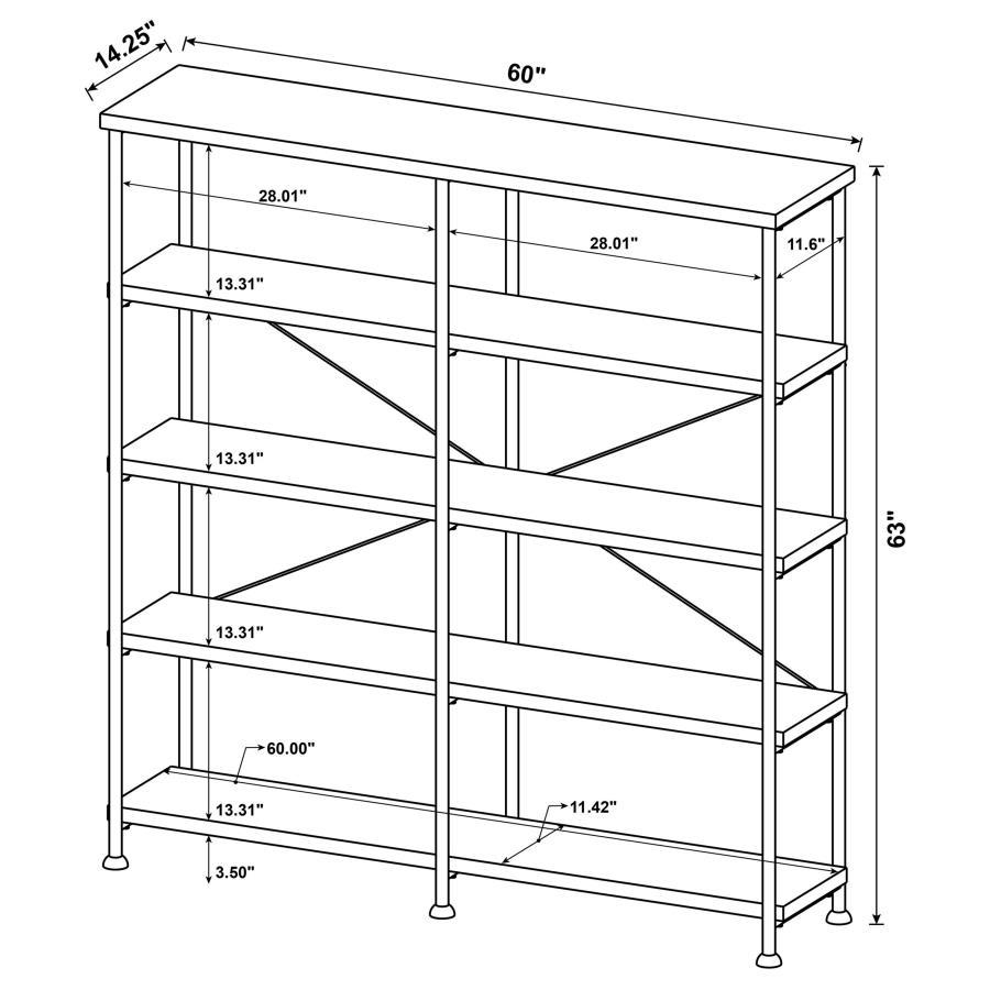 Analiese - 4 - Shelf Double Bookshelf - Gray Driftwood Standard Bookcase modern furniture Contempo Furniture