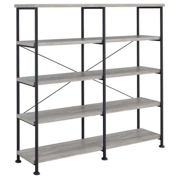 Analiese - 4 - Shelf Double Bookshelf - Gray Driftwood Standard Bookcase modern furniture Contempo Furniture