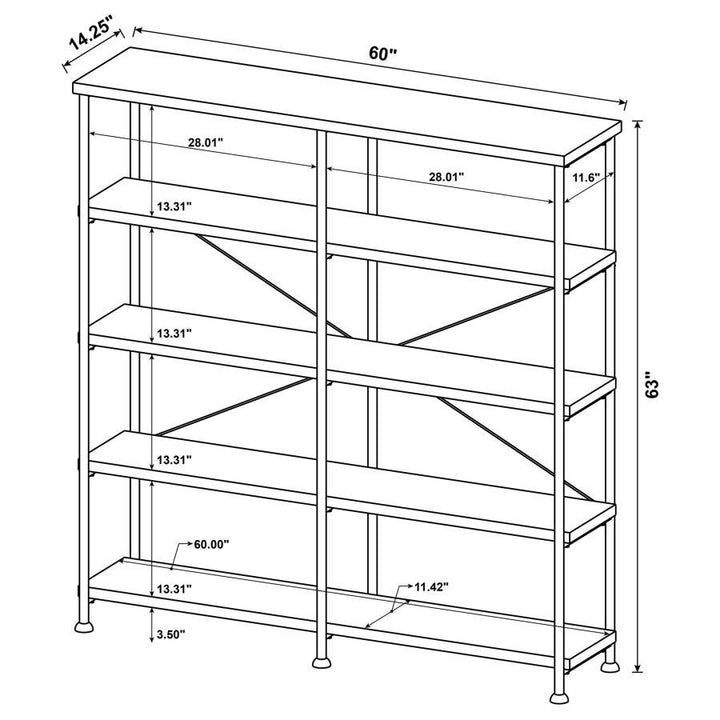 Analiese - 4 - Shelf Double Bookshelf - Rustic Nutmeg Standard Bookcase modern furniture Contempo Furniture