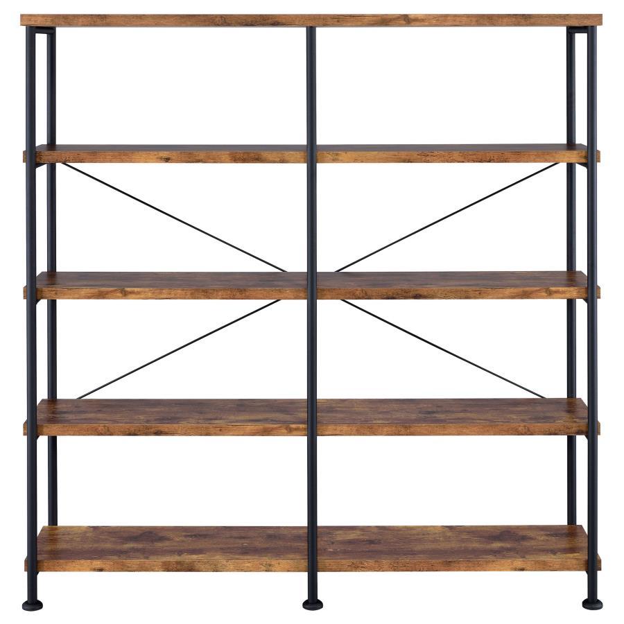 Analiese - 4 - Shelf Double Bookshelf - Rustic Nutmeg Standard Bookcase modern furniture Contempo Furniture