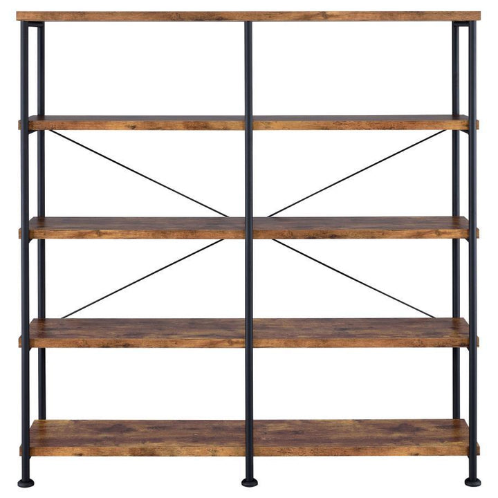 Analiese - 4 - Shelf Double Bookshelf - Rustic Nutmeg Standard Bookcase modern furniture Contempo Furniture