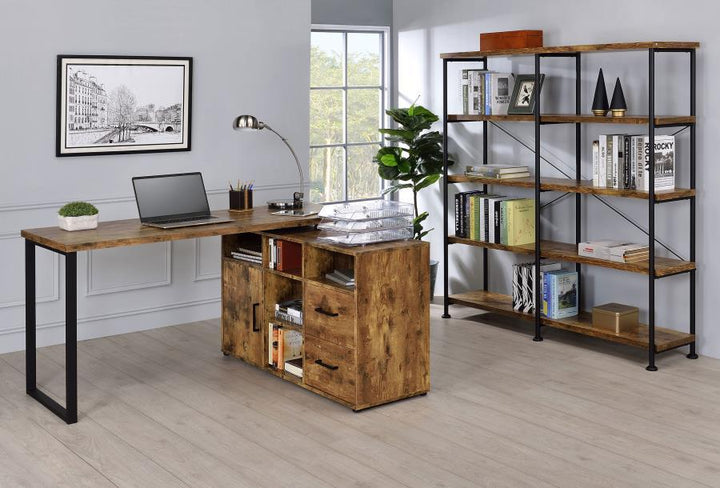 Analiese - 4 - Shelf Double Bookshelf - Rustic Nutmeg Standard Bookcase modern furniture Contempo Furniture