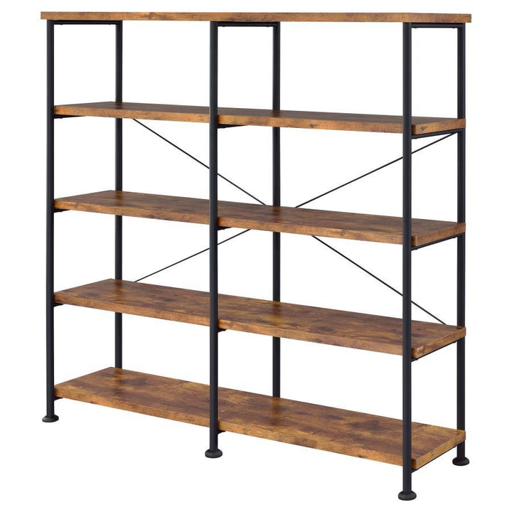 Analiese - 4 - Shelf Double Bookshelf - Rustic Nutmeg Standard Bookcase modern furniture Contempo Furniture