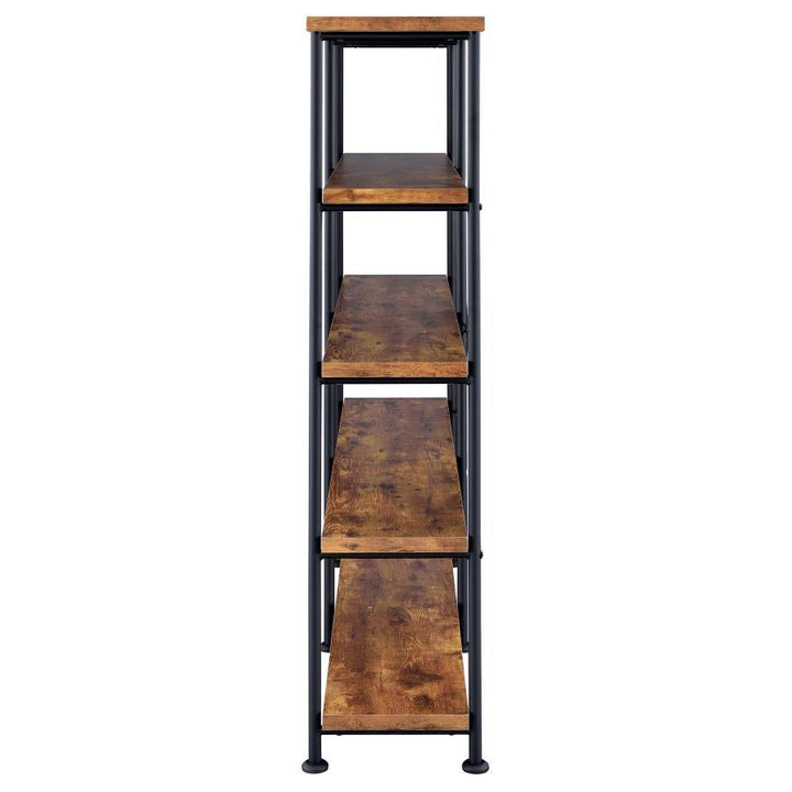 Analiese - 4 - Shelf Double Bookshelf - Rustic Nutmeg Standard Bookcase modern furniture Contempo Furniture