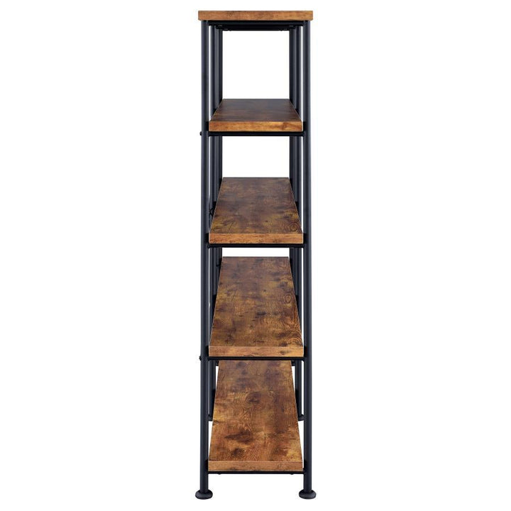 Analiese - 4 - Shelf Double Bookshelf - Rustic Nutmeg Standard Bookcase modern furniture Contempo Furniture