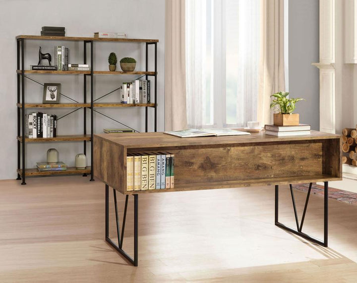 Analiese - 4 - Shelf Double Bookshelf - Rustic Nutmeg Standard Bookcase modern furniture Contempo Furniture