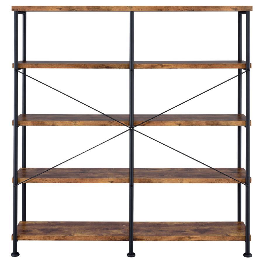 Analiese - 4 - Shelf Double Bookshelf - Rustic Nutmeg Standard Bookcase modern furniture Contempo Furniture