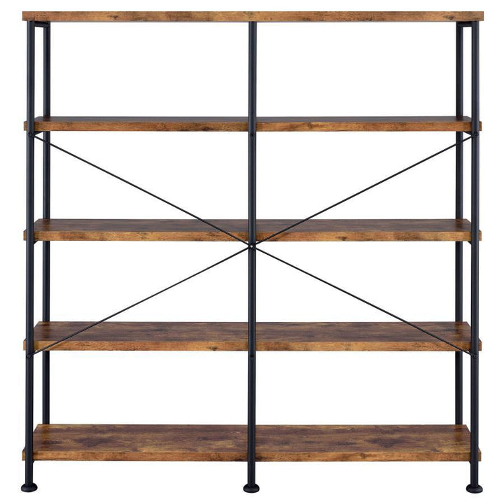 Analiese - 4 - Shelf Double Bookshelf - Rustic Nutmeg Standard Bookcase modern furniture Contempo Furniture