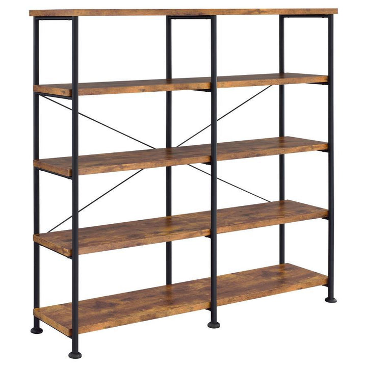 Analiese - 4 - Shelf Double Bookshelf - Rustic Nutmeg Standard Bookcase modern furniture Contempo Furniture
