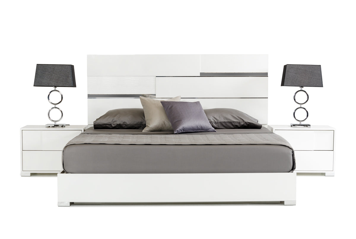 Eastern King Ancona Italian Modern White Bed