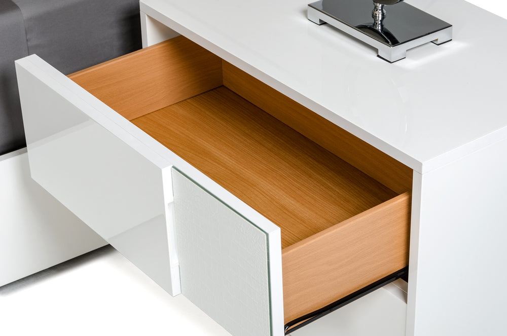 Monza Italian Modern White Nightstand - View 2