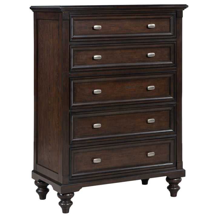 Andover - 5 - Drawer Chest Of Drawers - Dark Oak Accent Chest modern furniture Contempo Furniture