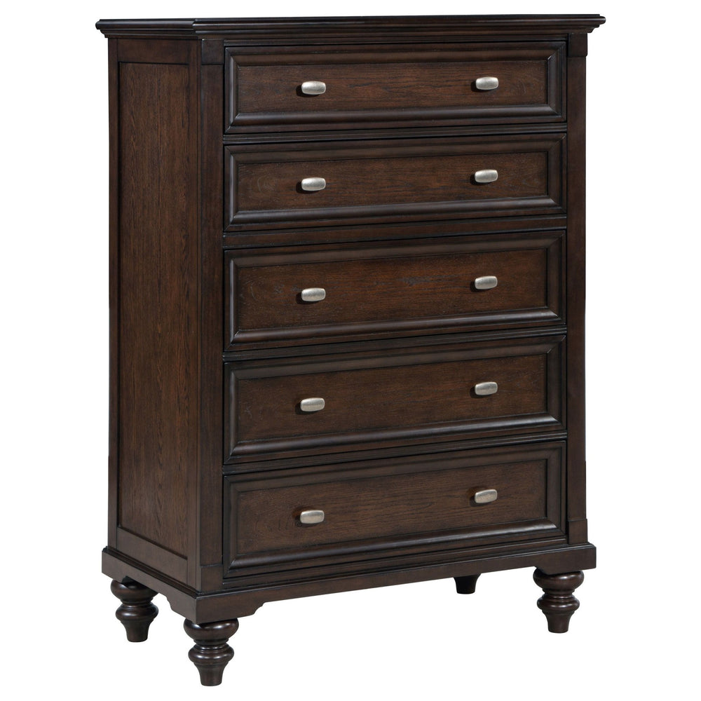 Andover - 5 - Drawer Chest Of Drawers - Dark Oak Accent Chest modern furniture Contempo Furniture