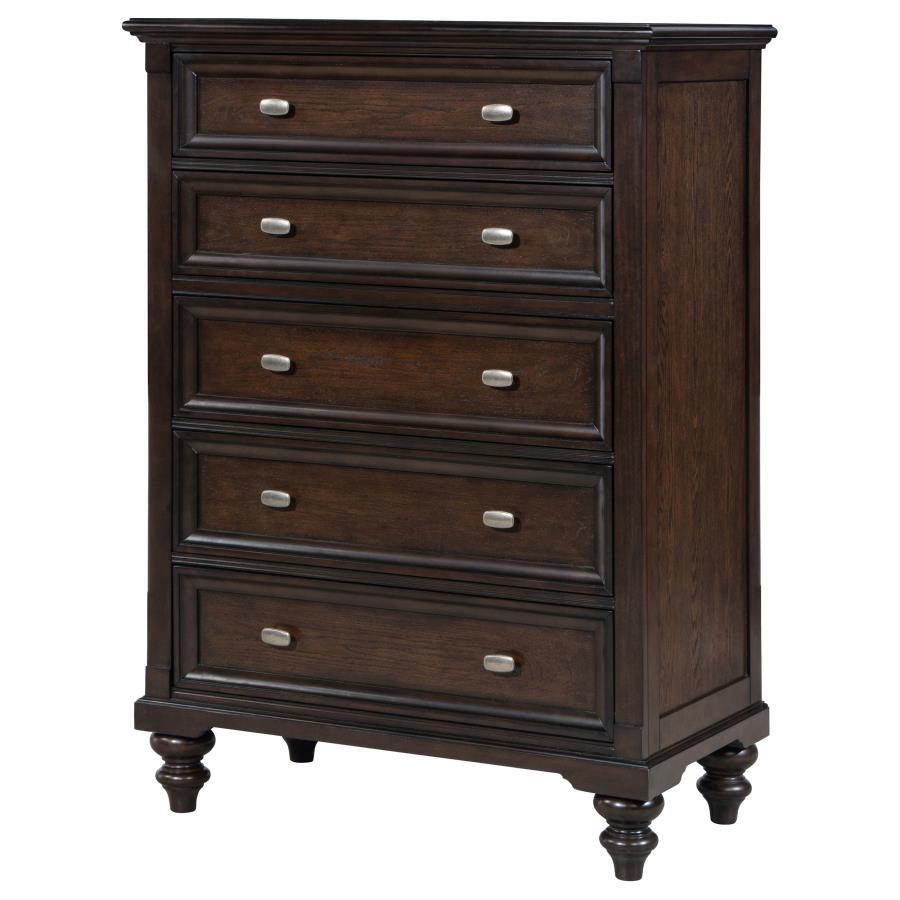 Andover - 5 - Drawer Chest Of Drawers - Dark Oak Accent Chest modern furniture Contempo Furniture