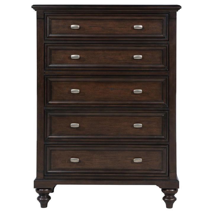 Andover - 5 - Drawer Chest Of Drawers - Dark Oak Accent Chest modern furniture Contempo Furniture