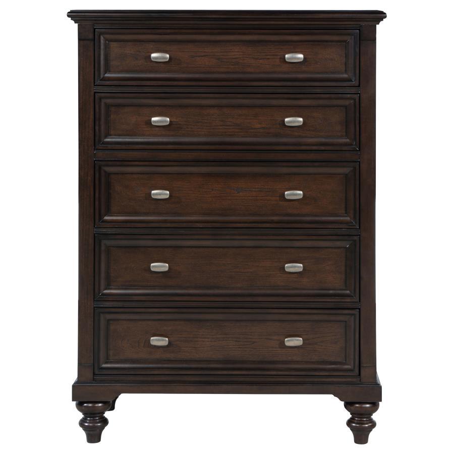Andover - 5 - Drawer Chest Of Drawers - Dark Oak Accent Chest modern furniture Contempo Furniture