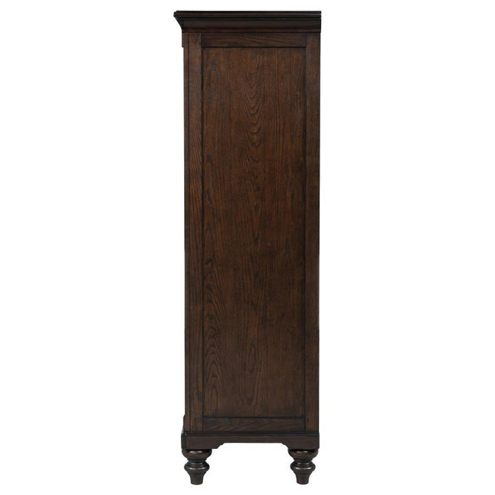 Andover - 6 - Drawer Tempered Glass Door Chest - Dark Oak Door Chest modern furniture Contempo Furniture