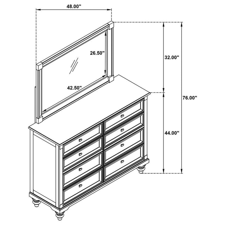 Andover - 8 - Drawer Dresser And Mirror - Dark Oak Dresser &amp; Mirror modern furniture Contempo Furniture