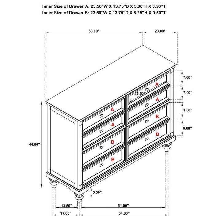 Andover - 8 - Drawer Dresser Cabinet - Dark Oak Dressers modern furniture Contempo Furniture