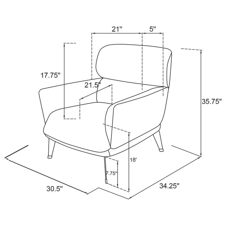 Andrea - Upholstered Crecent Arm Accent Chair - Blue Arm Chair modern furniture Contempo Furniture