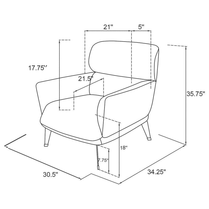 Andrea - Upholstered Crecent Arm Accent Chair - Gray Arm Chair modern furniture Contempo Furniture