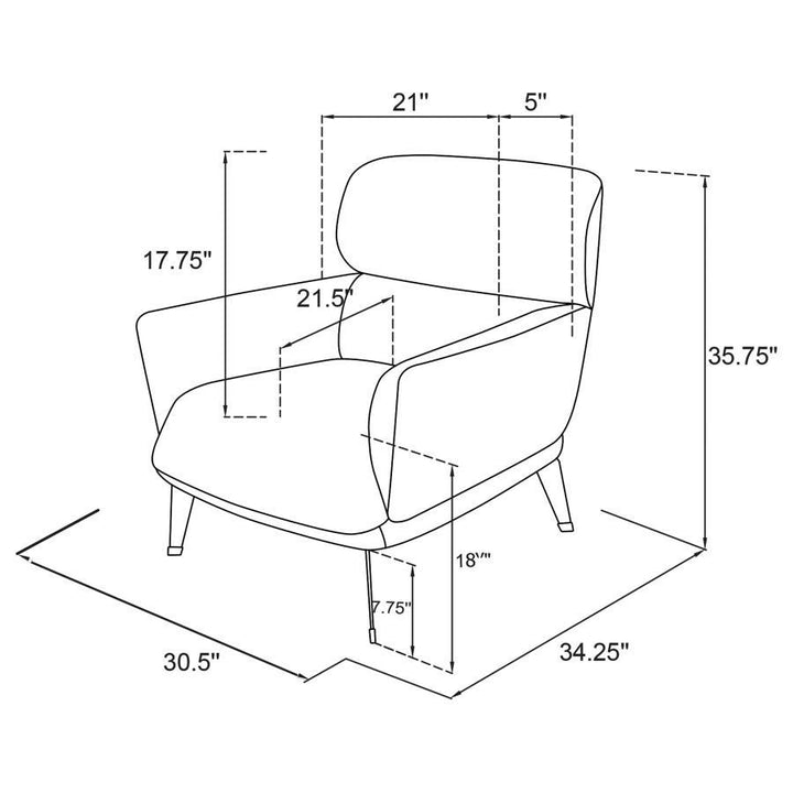 Andrea - Upholstered Crecent Arm Accent Chair - Orange Arm Chair modern furniture Contempo Furniture