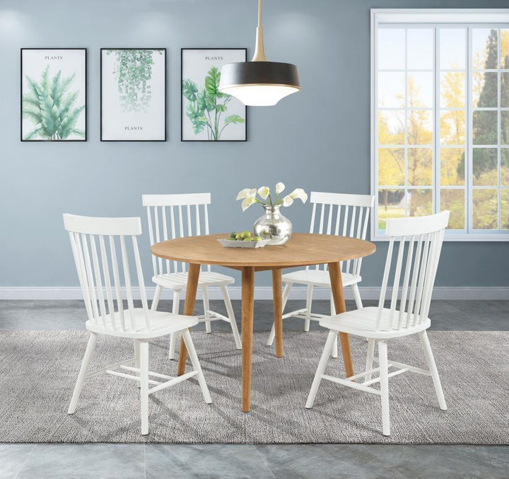 Andrews - 5 Piece Round Dining Table Set - Light Ash And White 5 - Piece Dining Room Set modern furniture Contempo Furniture