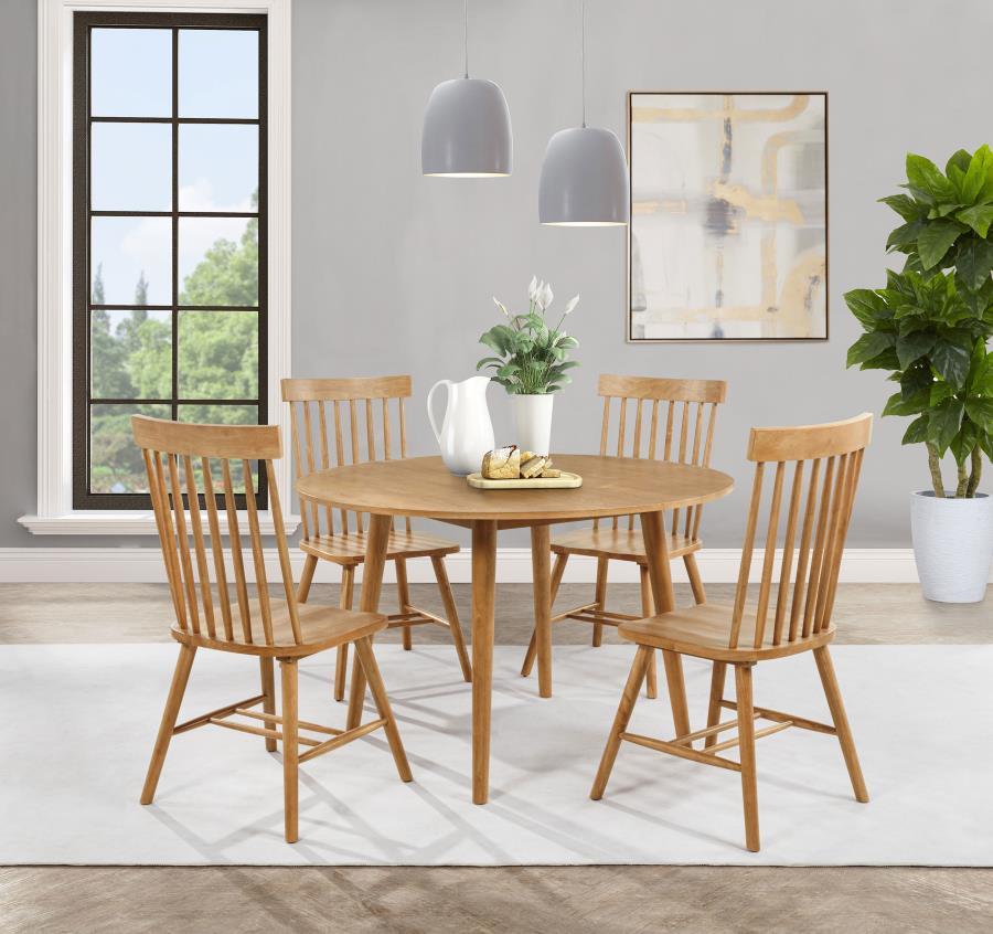 Andrews - 5 Piece Round Wood Dining Room Table Set - Light Ash 5 - Piece Dining Room Set modern furniture Contempo Furniture
