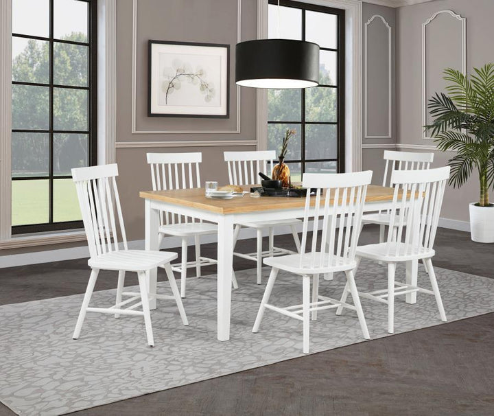 Andrews - 7 Piece Rectangular Dining Set - White And Light Ash 7 - Piece Dining Room Set modern furniture Contempo Furniture
