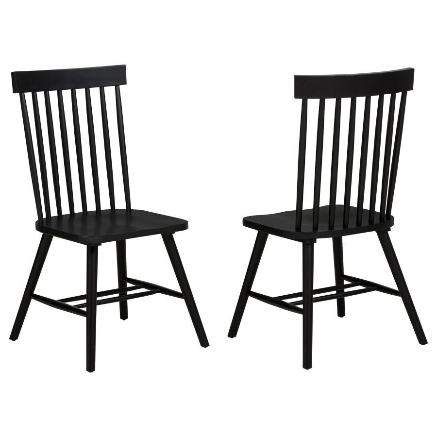 Andrews - Windsor Spindle Back Dining Side Chair (Set of 2) - Black Chair Set modern furniture Contempo Furniture