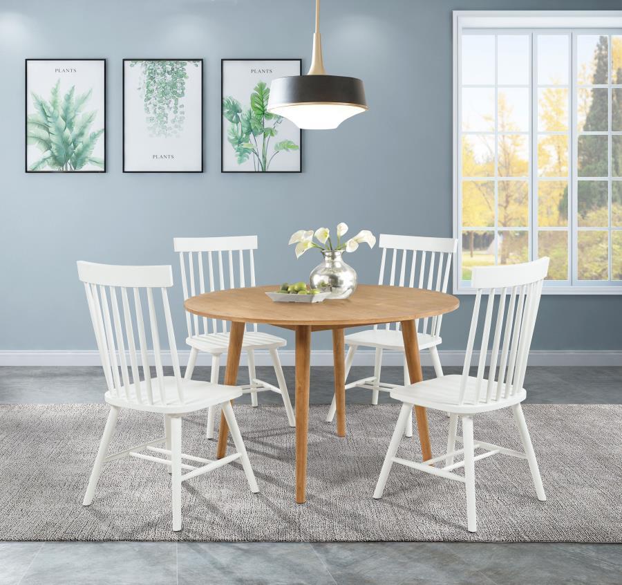 Andrews - Windsor Spindle Back Dining Side Chair (Set of 2) - White Chair Set modern furniture Contempo Furniture
