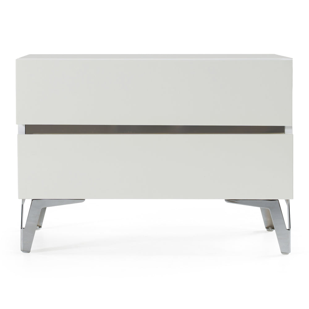 Angela - Italian Modern White Nightstand