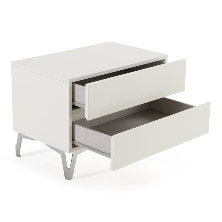 Angela - Italian Modern White Nightstand