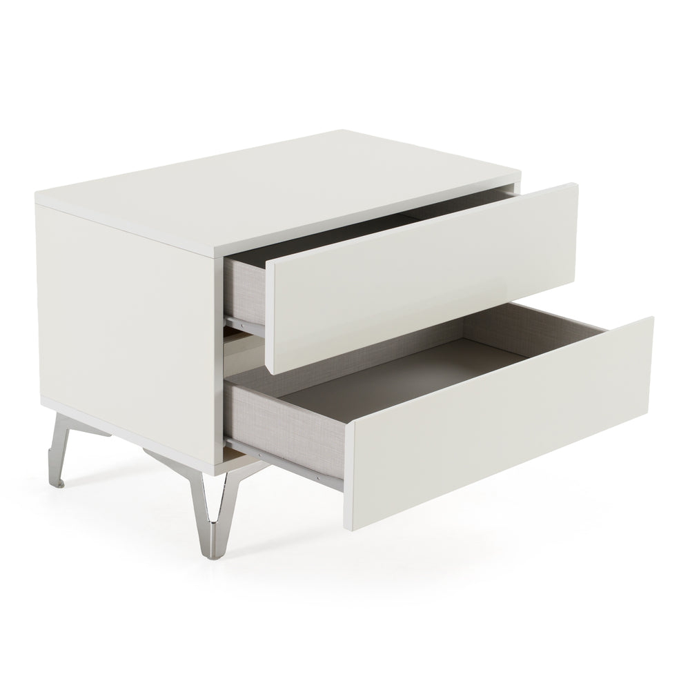 Angela - Italian Modern White Nightstand - View 3