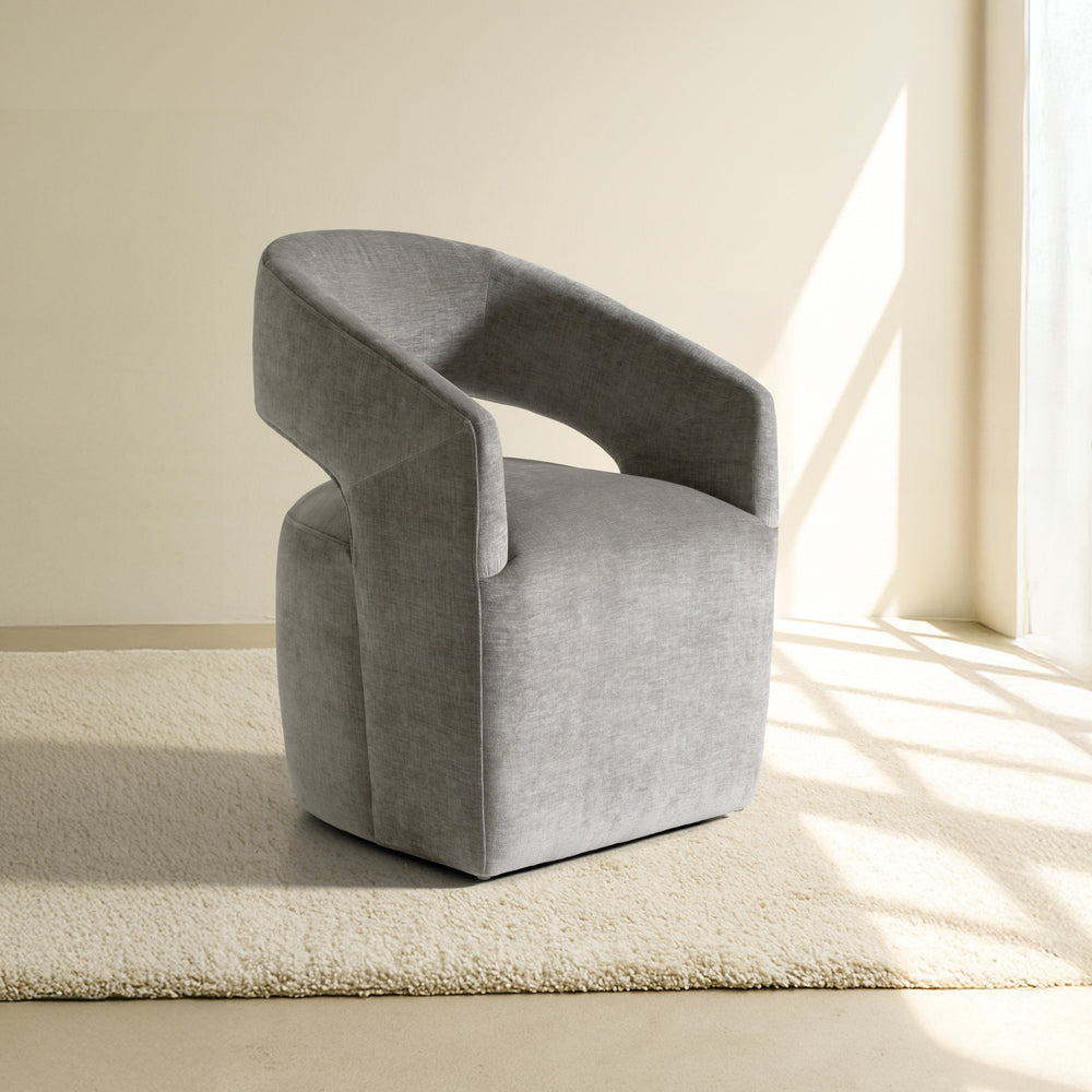 Angie - Modern Grey Fabric Dining Chair - View 2